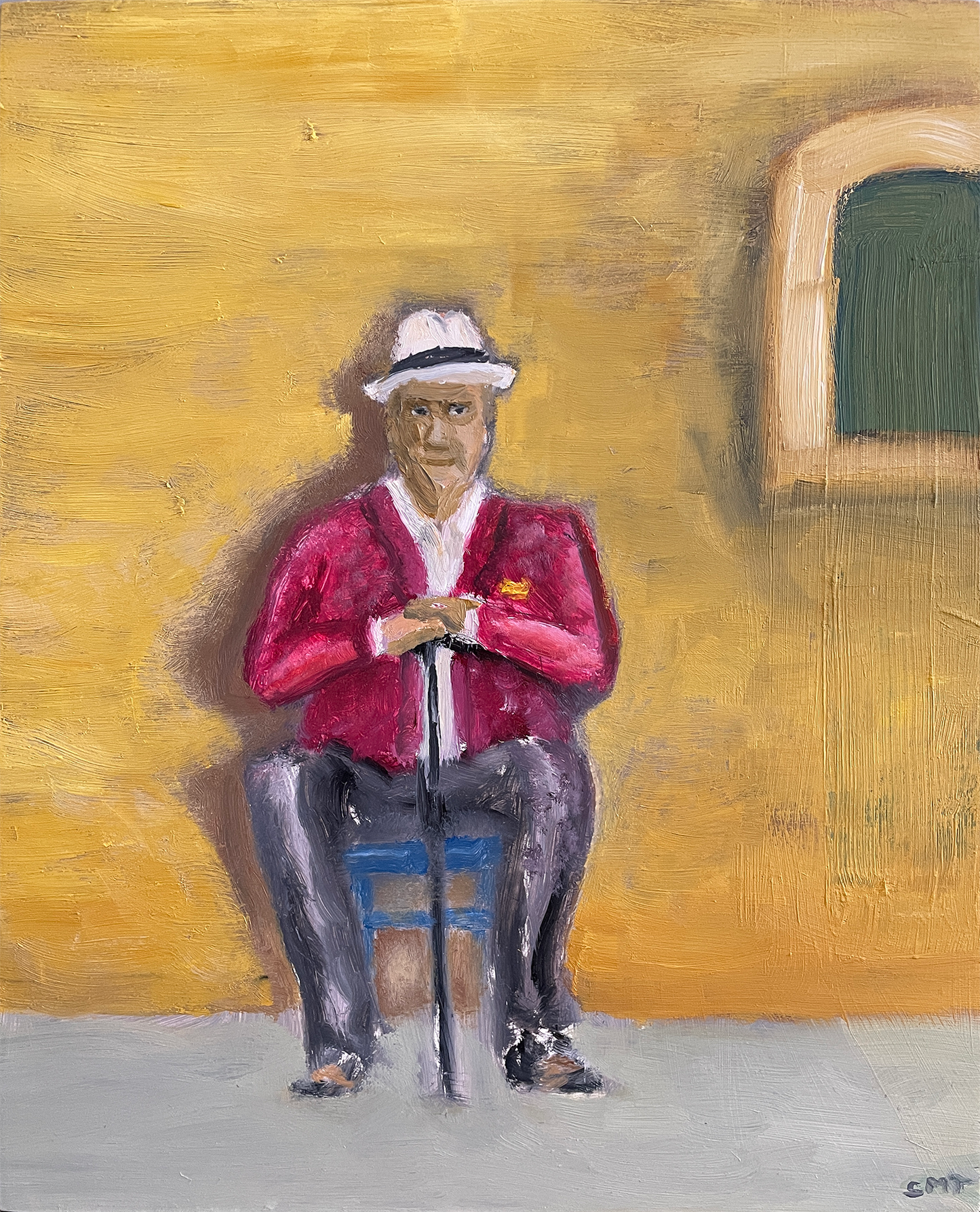 "Aldo Waiting" Original Oil Painting 8x10